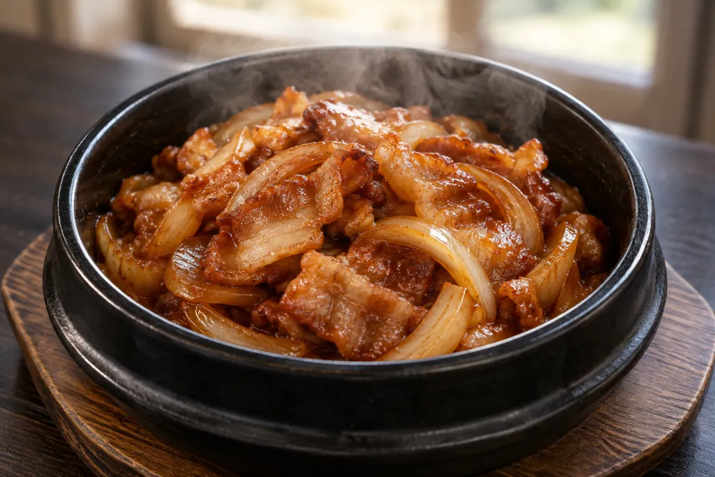 豚バラ肉と玉ねぎのサムギョプサル炒めの完成イメージ