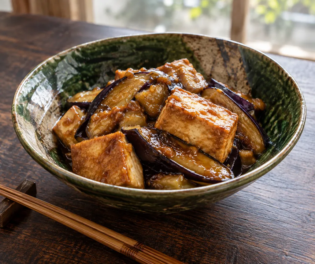 厚揚げとなすの味噌醤油炒めの完成イメージ