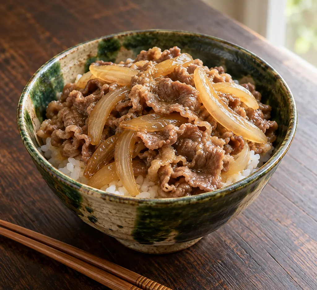 牛こま肉と玉ねぎの牛丼の完成イメージ