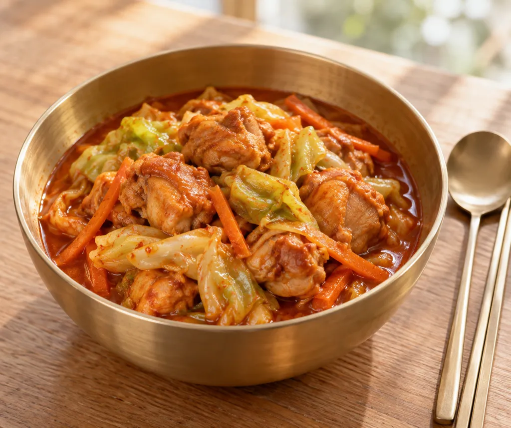 鶏もも肉とキャベツのピリ辛煮の完成イメージ