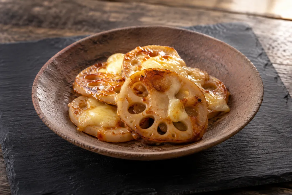 れんこんのチーズ醤油焼きの完成イメージ