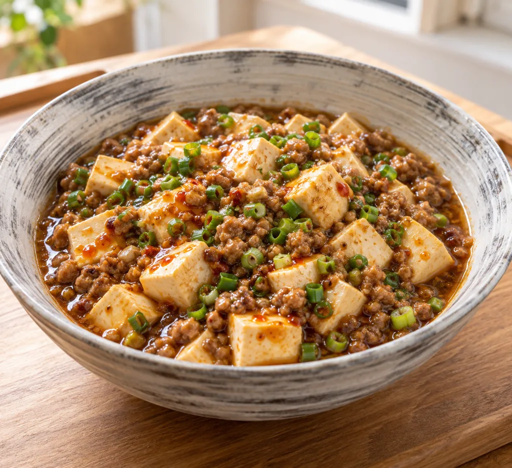 時短豆腐と豚ひき肉のねぎ麻婆の完成イメージ