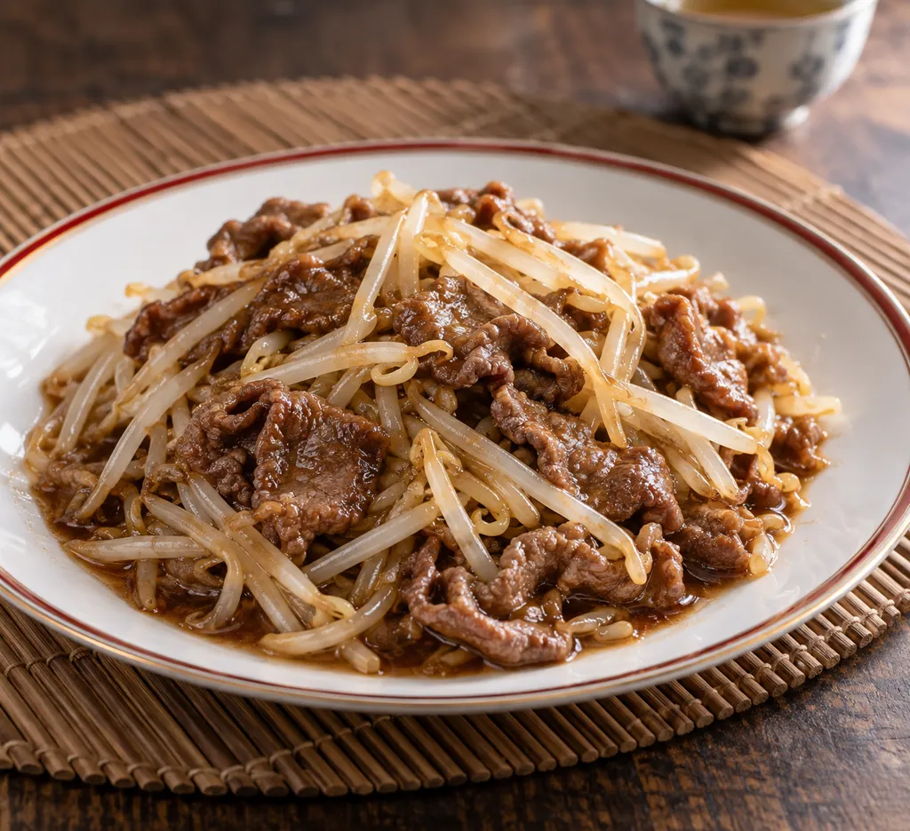 牛肉ともやしの中華甘辛炒めの完成イメージ