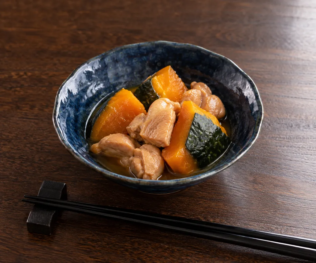 かぼちゃと鶏もも肉の煮物の完成イメージ