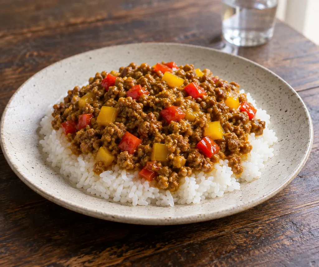豚ひき肉とパプリカのドライカレーの完成イメージ
