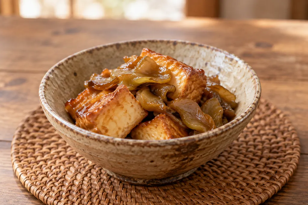 ザーサイと厚揚げの甘醤油炒めの完成イメージ