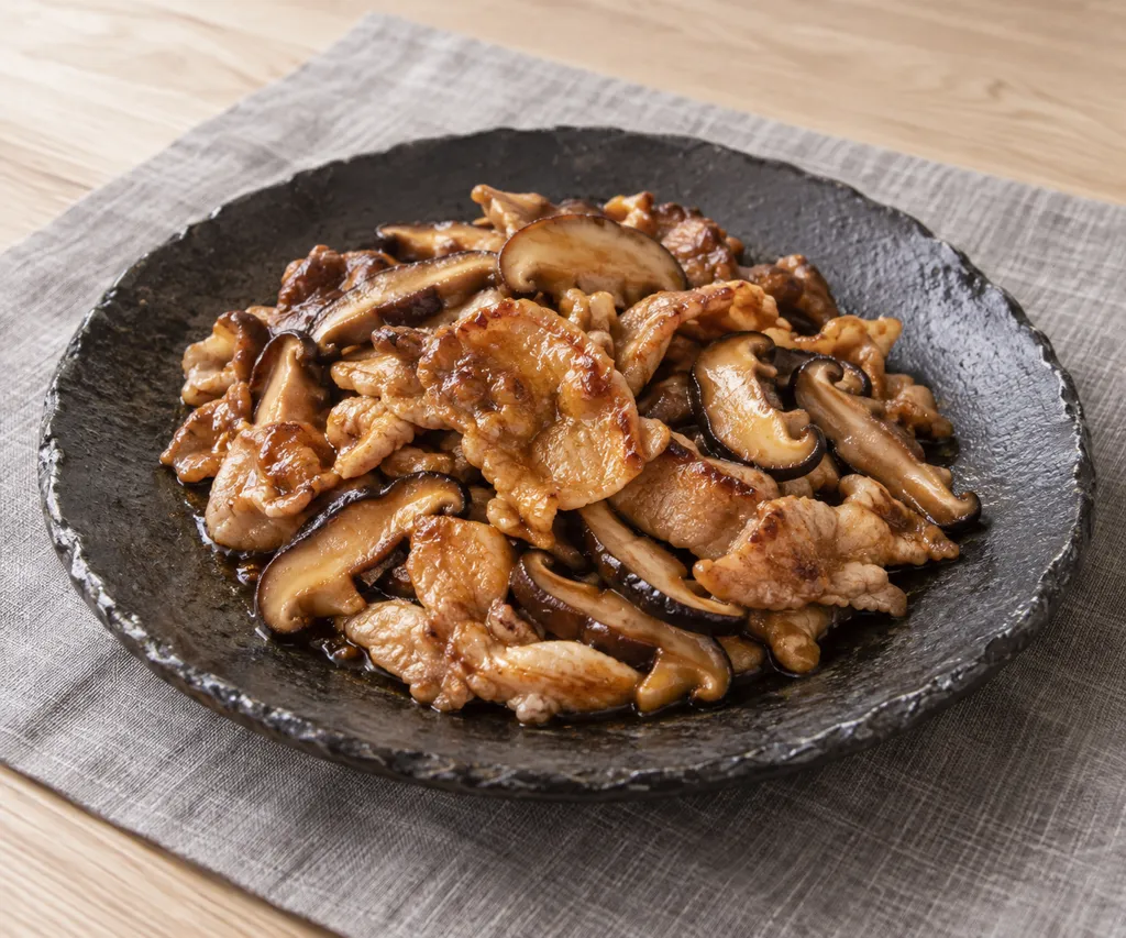 時短豚ロースとしいたけのにんにく醤油炒めの完成イメージ