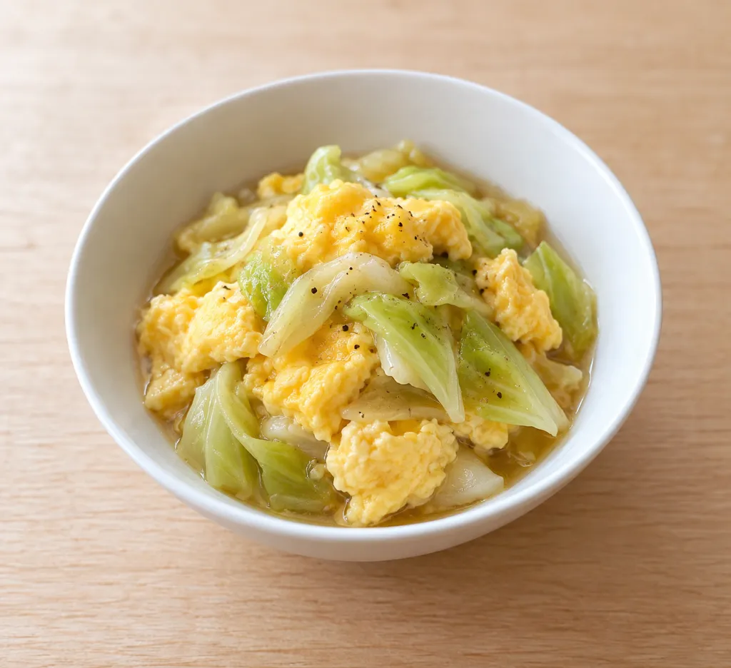 卵とキャベツのふんわり中華炒め煮の完成イメージ
