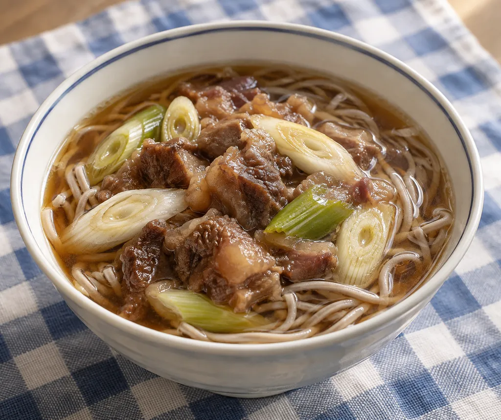 牛すじとねぎの甘辛肉そばの完成イメージ