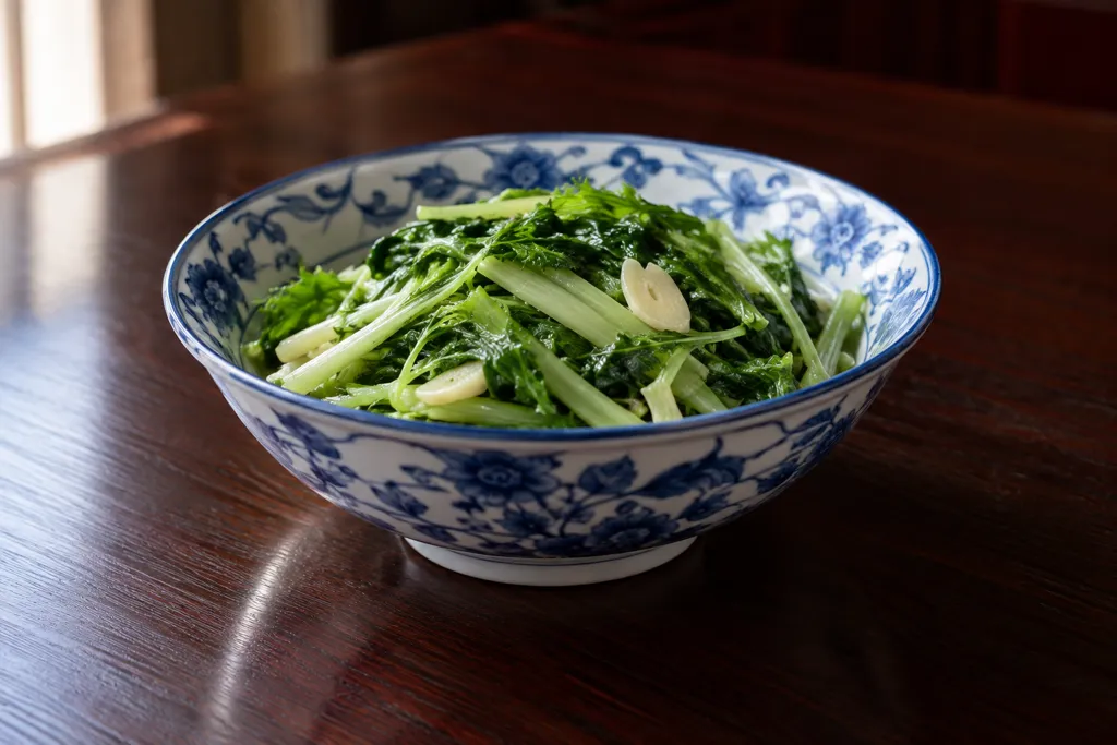 水菜のにんにく炒めの完成イメージ