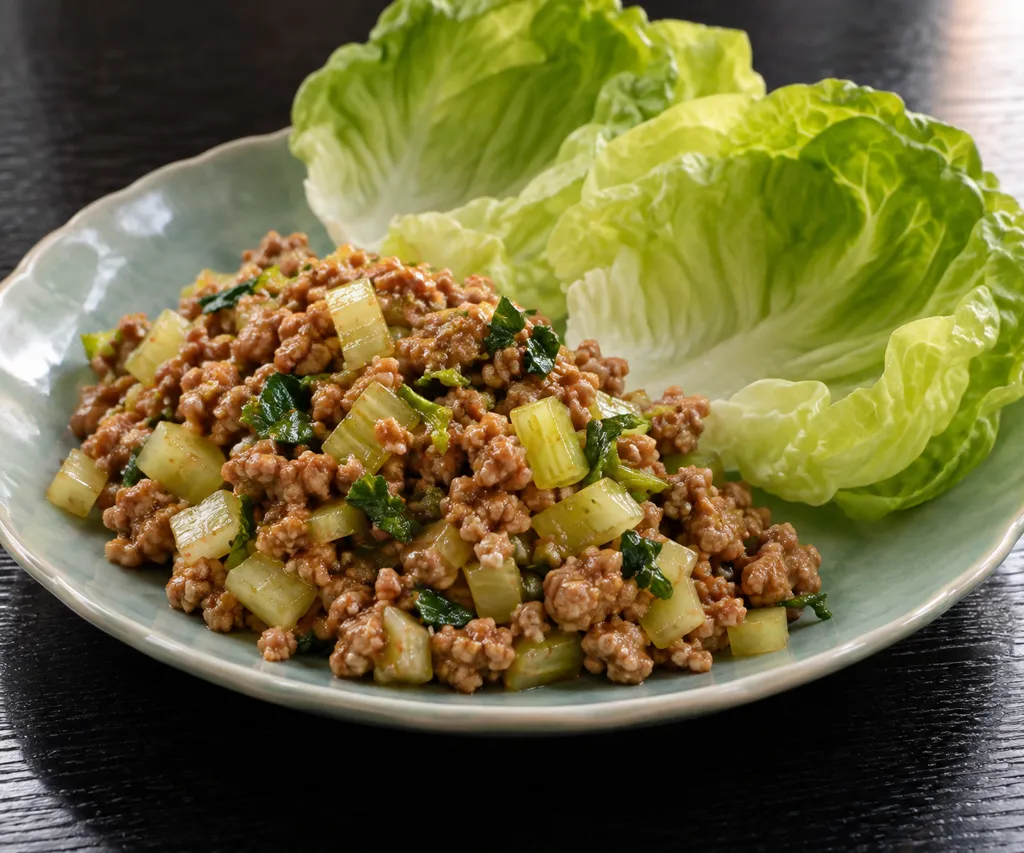 豚ひき肉とセロリの中華レタス包みの完成イメージ