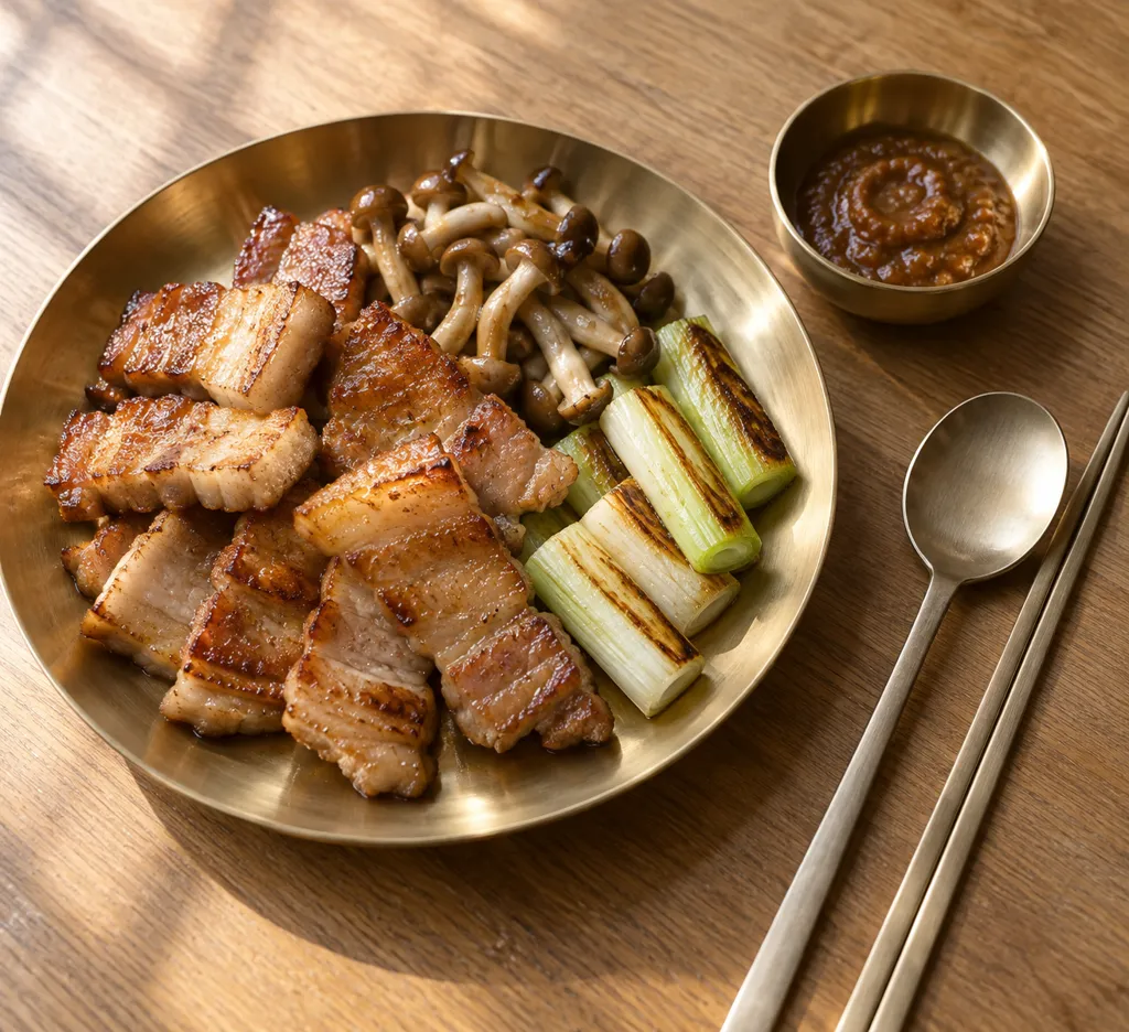 豚バラ肉としめじの味噌だれ添えの完成イメージ