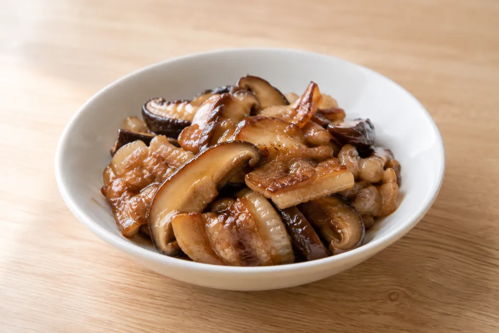 しいたけと豚バラ肉のオイスター炒めの完成イメージ