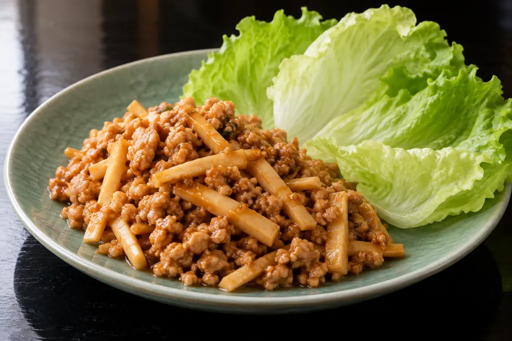 鶏ひき肉とたけのこの中華レタス包みの完成イメージ