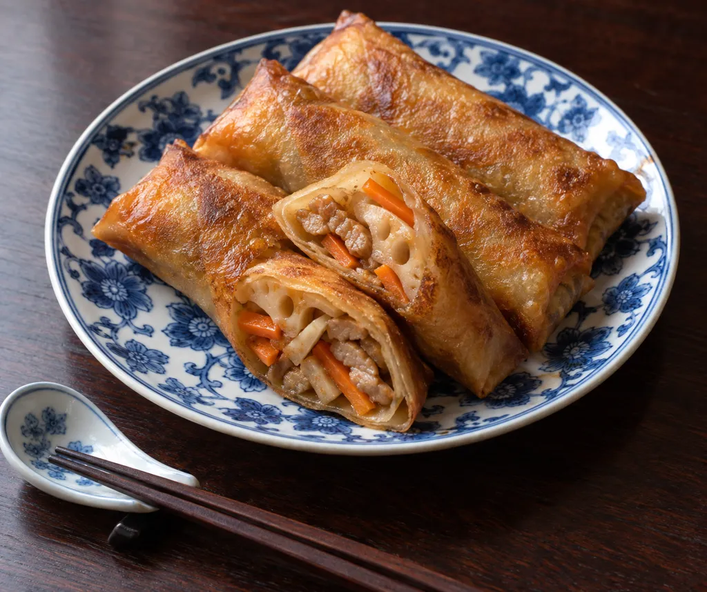豚ロースとれんこんの春巻きの完成イメージ