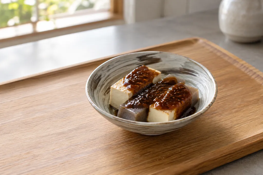 こんにゃくと豆腐の田楽の完成イメージ