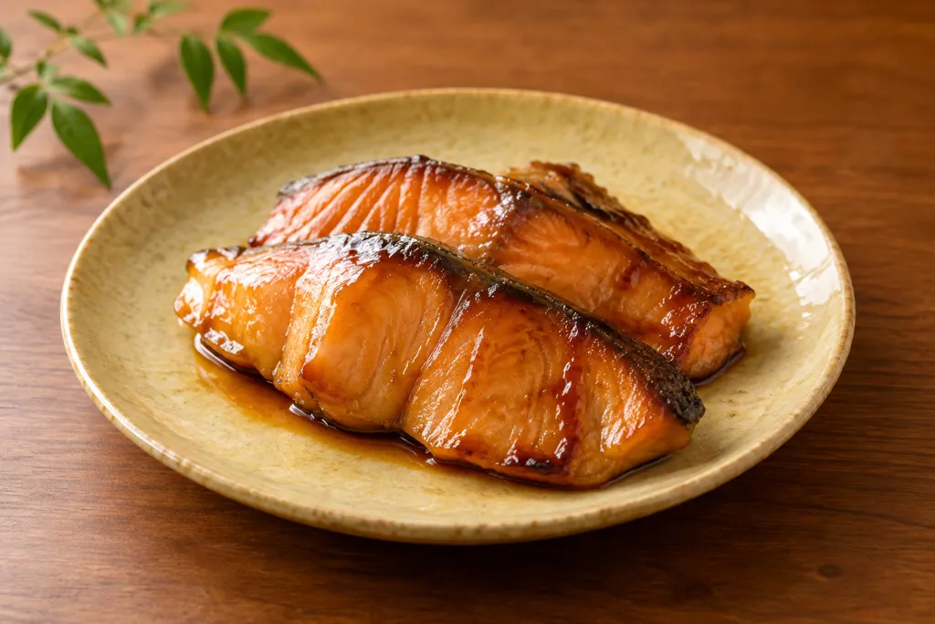 時短鮭とみりんだれの照り焼きの完成イメージ