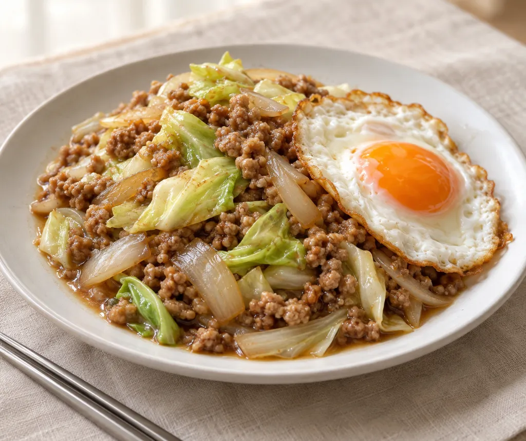 豚ひき肉とキャベツのナンプラー炒めの完成イメージ
