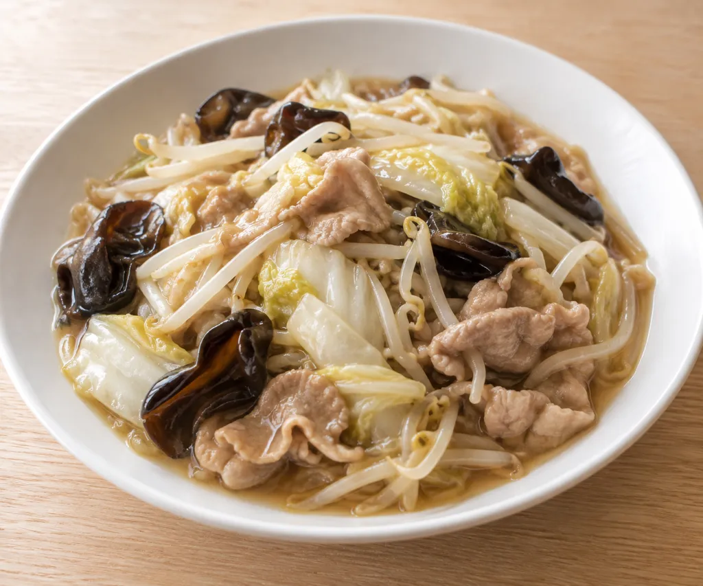 豚こま肉ともやしの八宝菜あんの完成イメージ