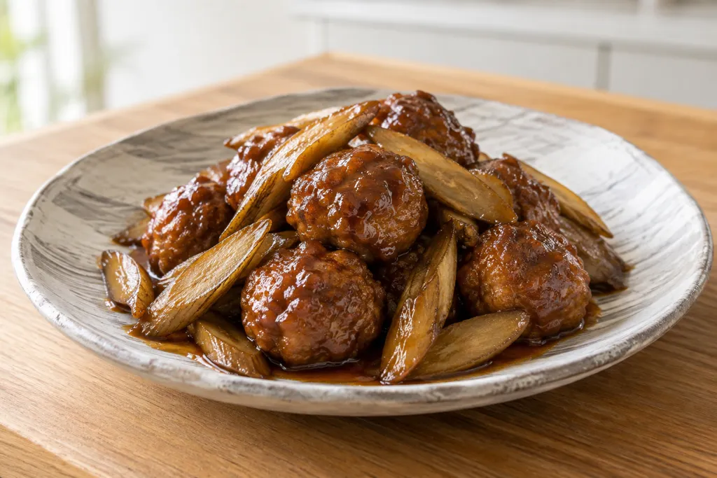 ごぼうの甘酢肉団子の完成イメージ