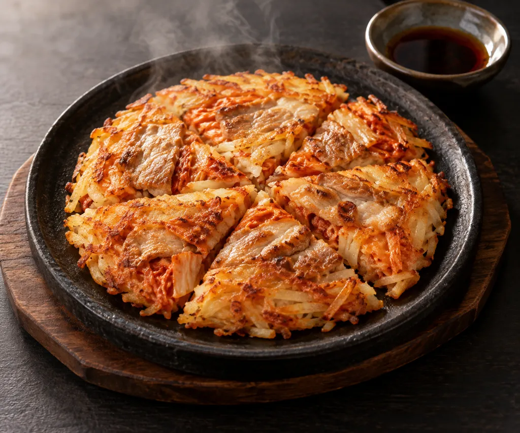 豚ロースとキムチのじゃがチヂミの完成イメージ