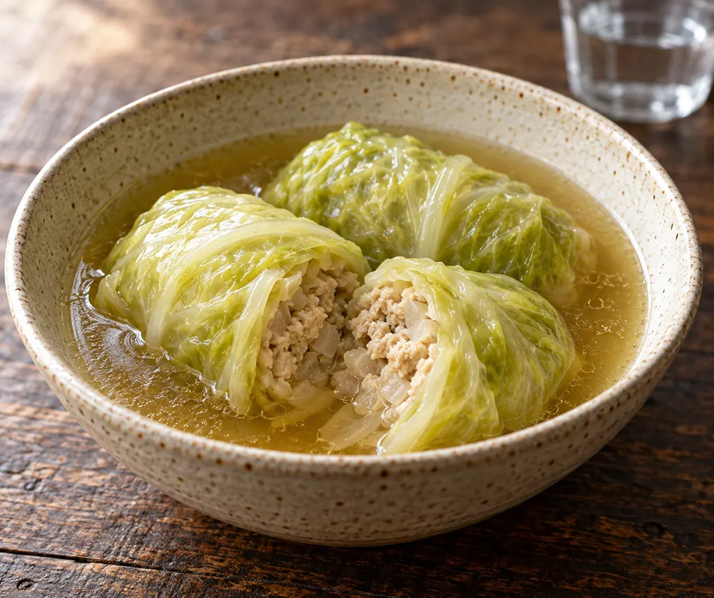 鶏ひき肉と玉ねぎのロールキャベツの完成イメージ