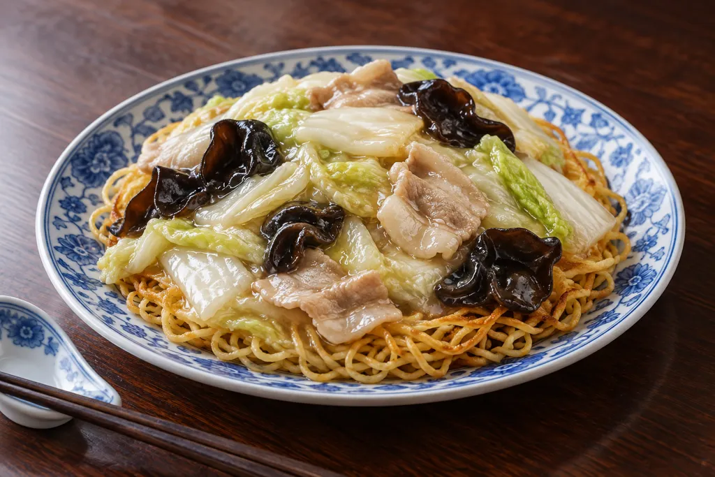 豚バラ肉と白菜のあんかけ焼きそばの完成イメージ