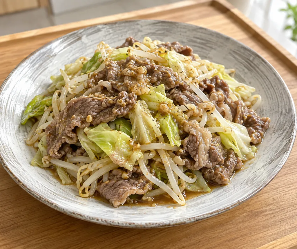 豚バラとレタスのレンジ蒸しの完成イメージ