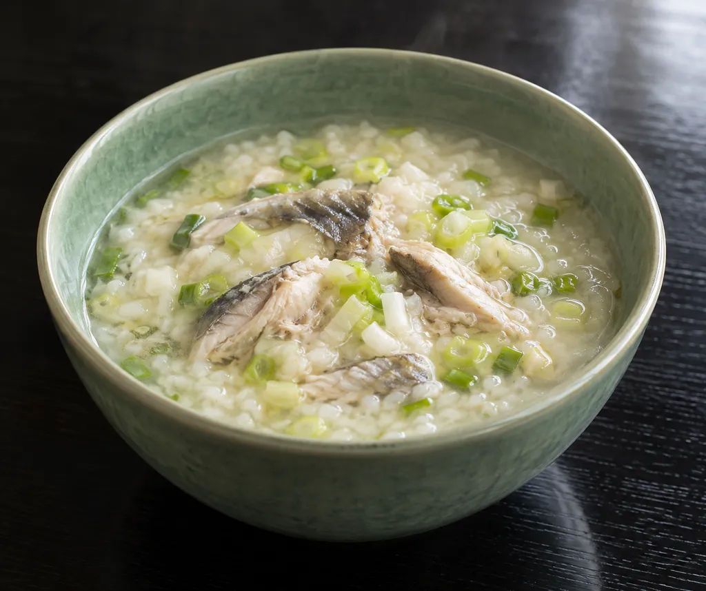 あじとねぎの中華粥の完成イメージ