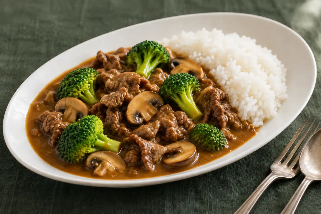 牛こま肉とブロッコリーの洋風カレーの完成イメージ