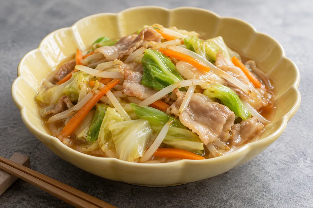 豚バラ肉とキャベツの八宝菜あんの完成イメージ