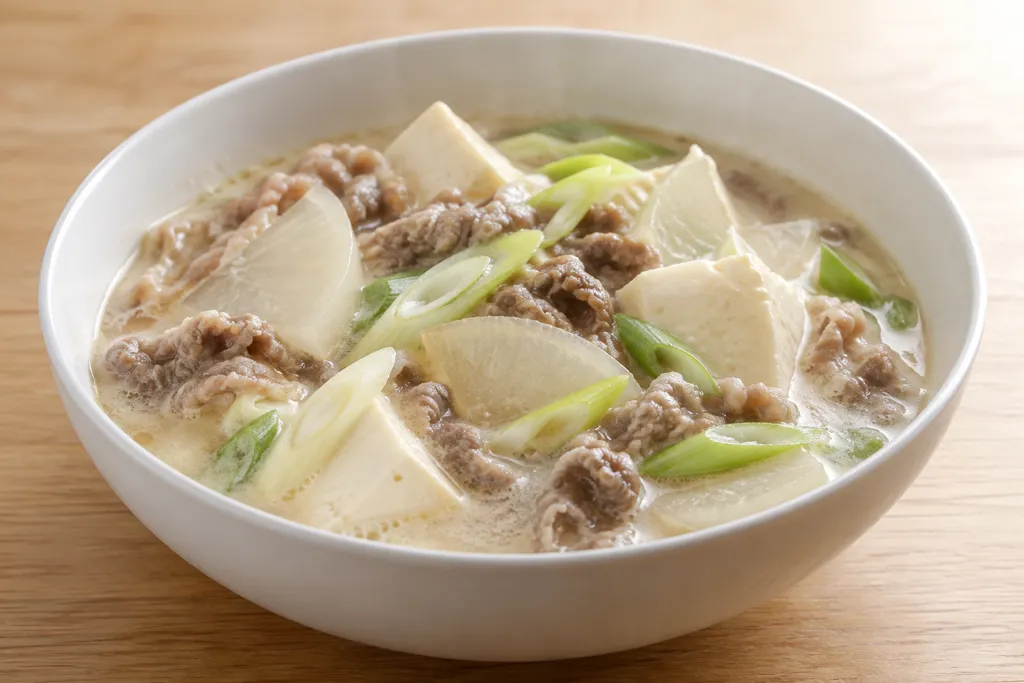 牛こま肉と大根の中華豆乳風鍋の完成イメージ