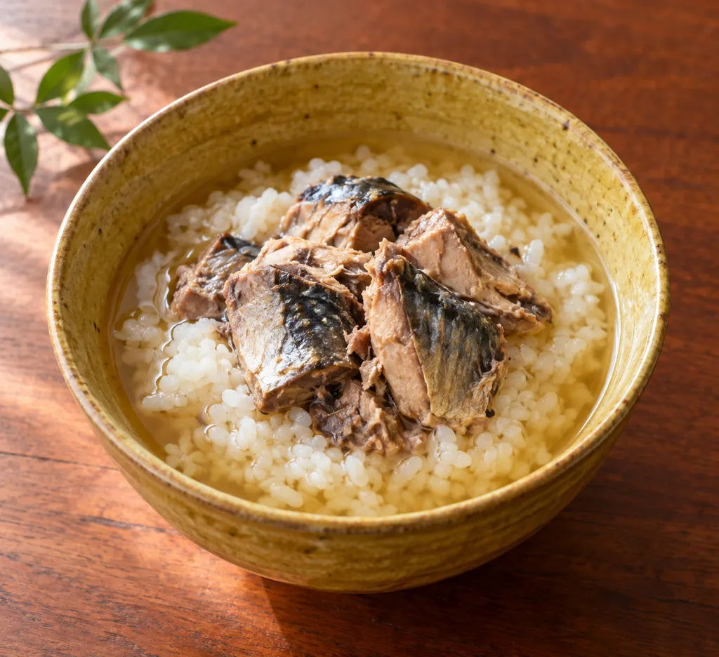 さばのしょうがだし茶漬けの完成イメージ