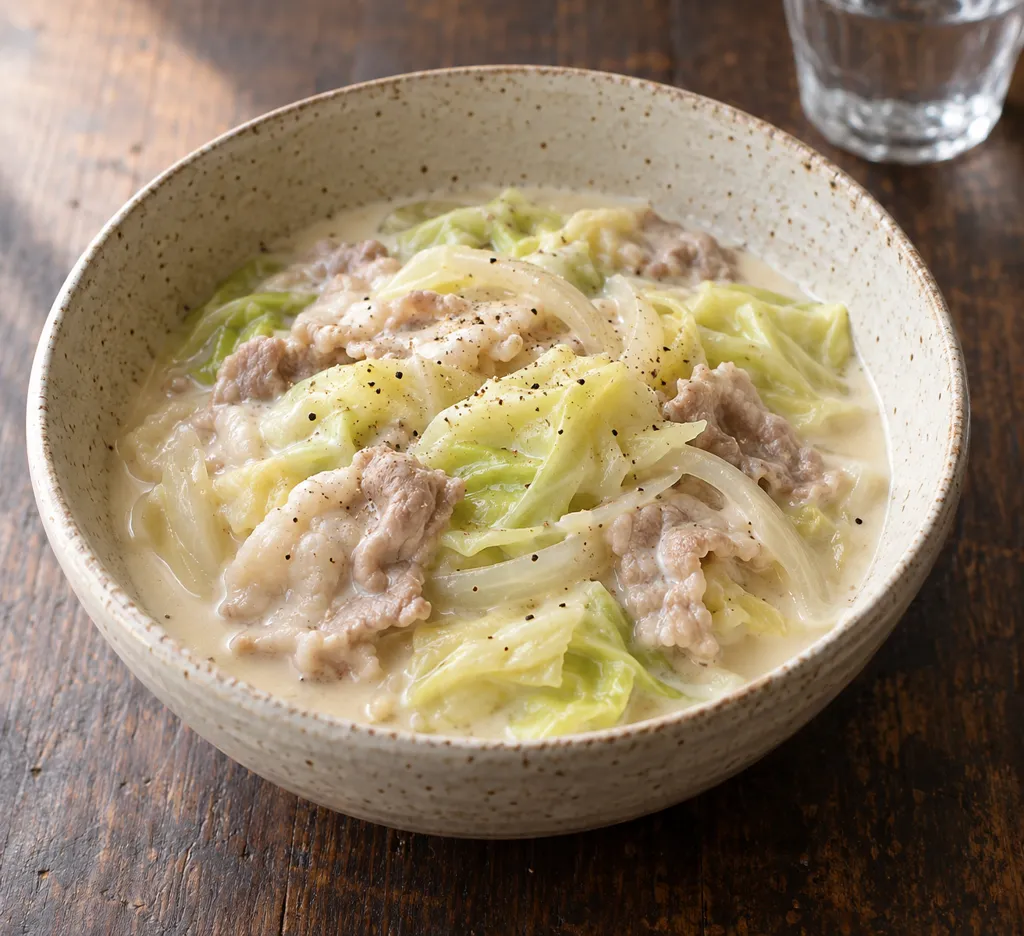 豚バラ肉とキャベツのクリーム煮の完成イメージ
