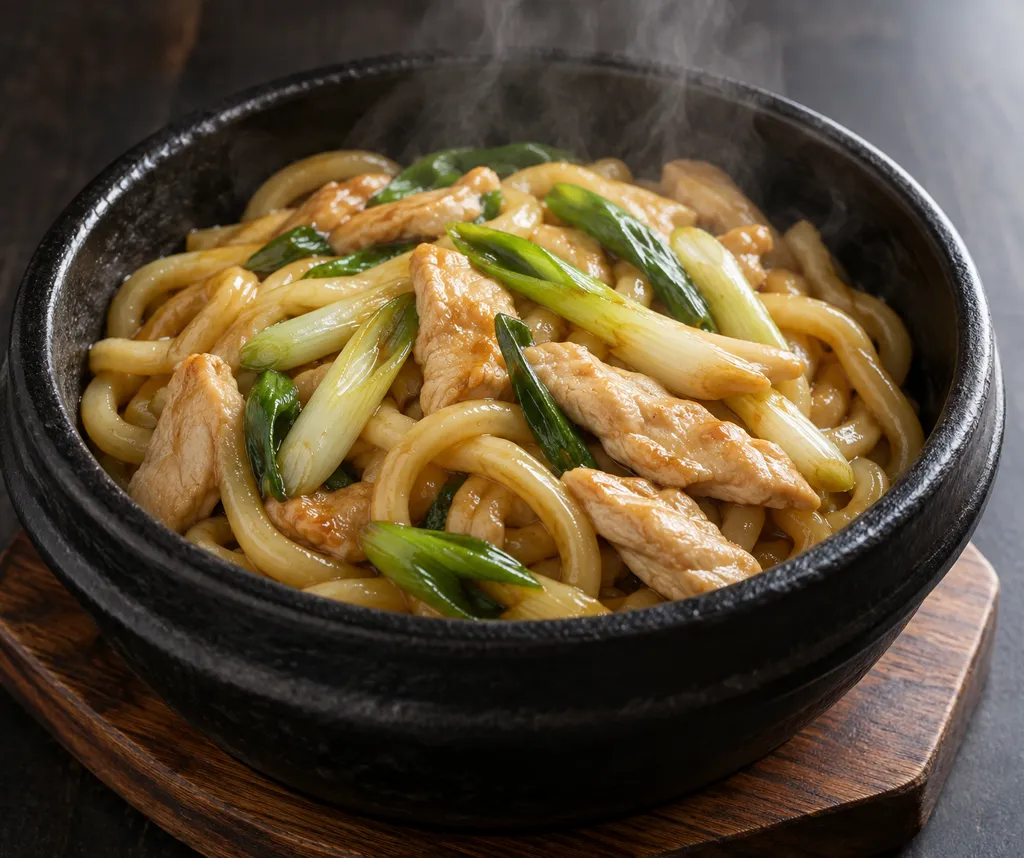 鶏むね肉とねぎのエスニック焼きうどんの完成イメージ