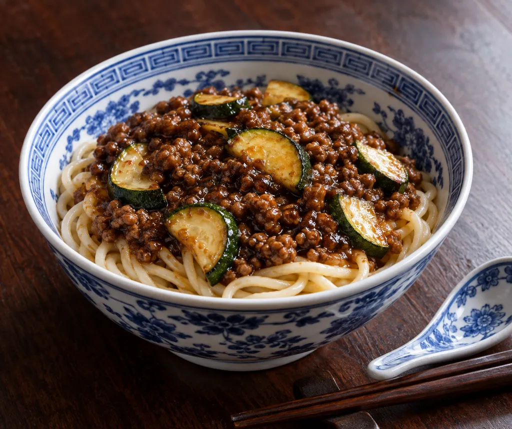 豚ひき肉とズッキーニのジャージャー麺の完成イメージ