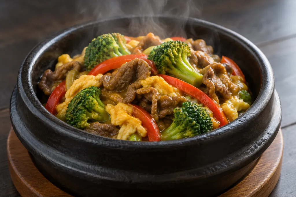 牛肉とブロッコリーのカレー炒めの完成イメージ