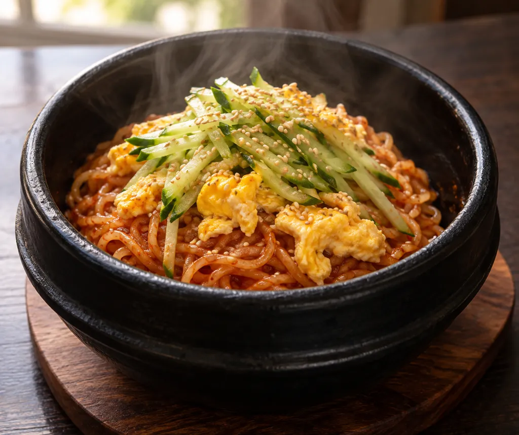 時短きゅうりと卵の中華麺ビビン麺の完成イメージ