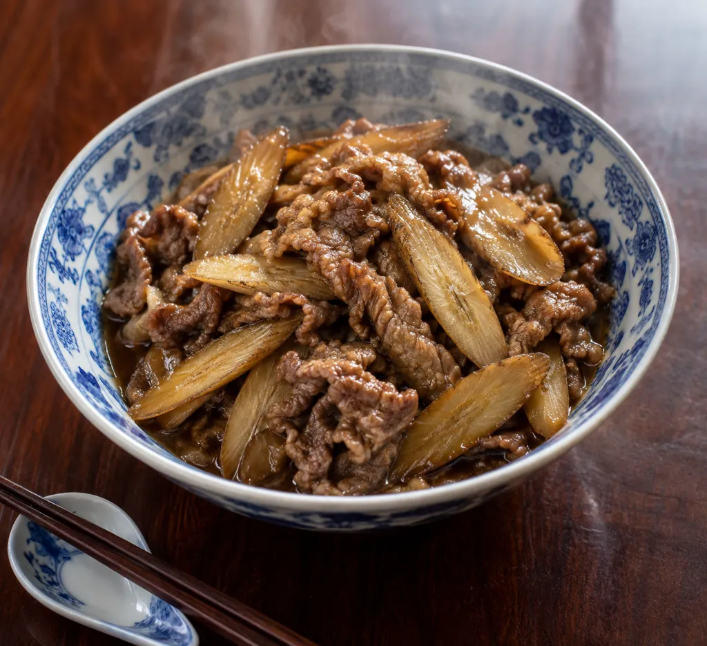 牛肉とごぼうの味噌生姜煮の完成イメージ