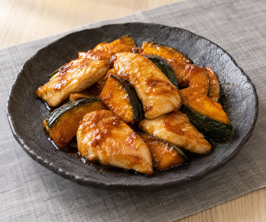 鶏むね肉とかぼちゃの照り焼きの完成イメージ