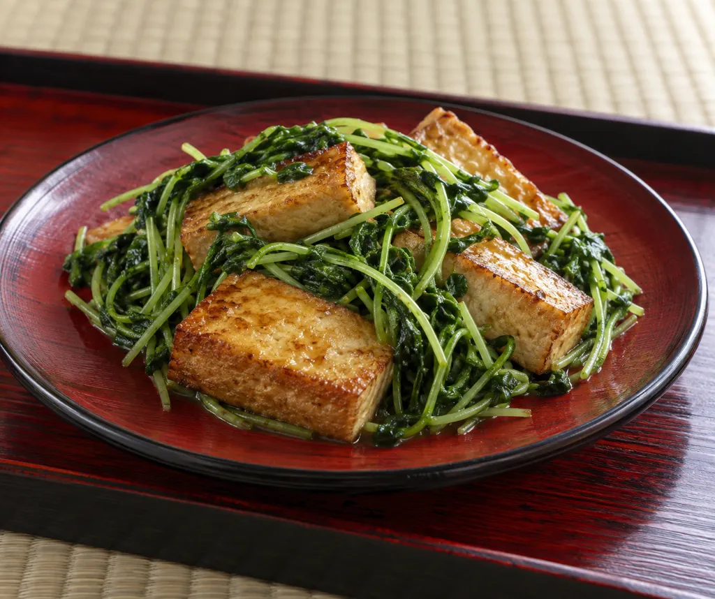 厚揚げと豆苗のしょうが醤油炒めの完成イメージ