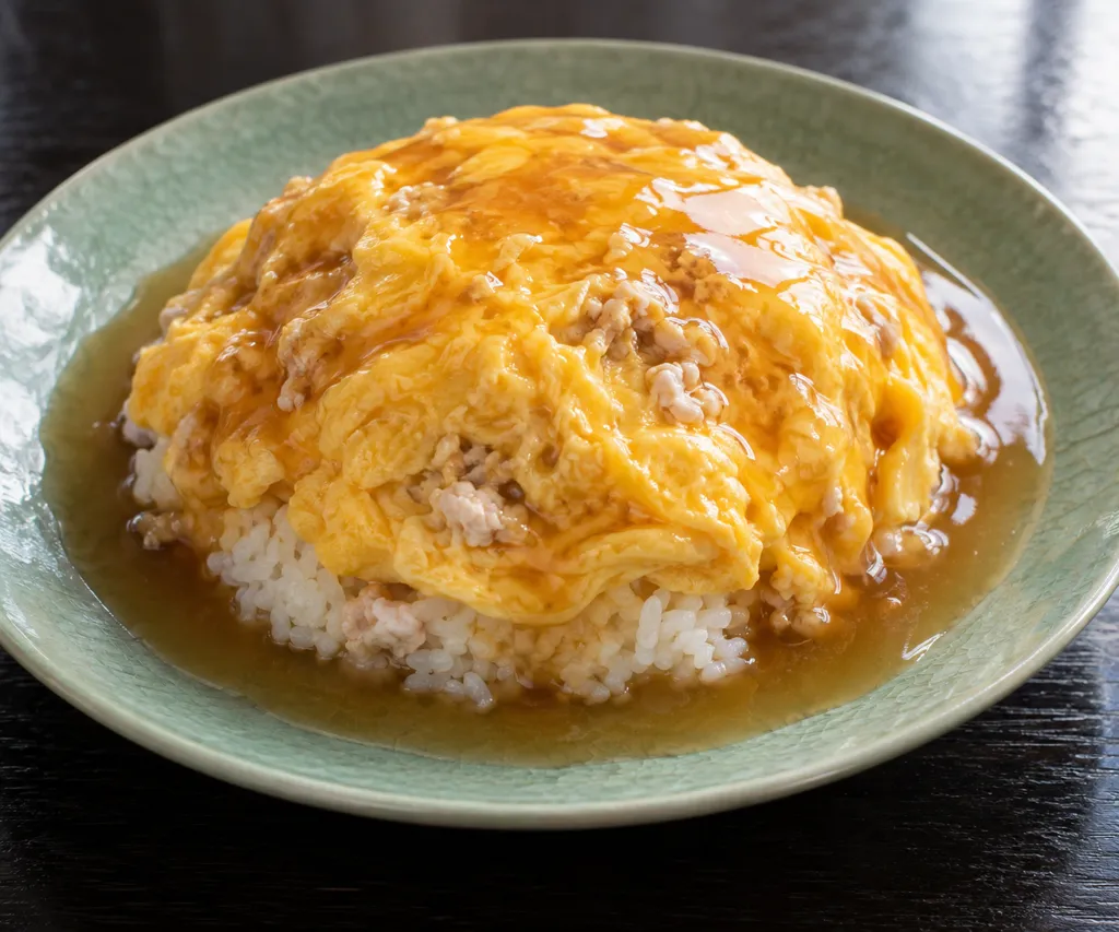 鶏ひき肉と卵の天津飯の完成イメージ
