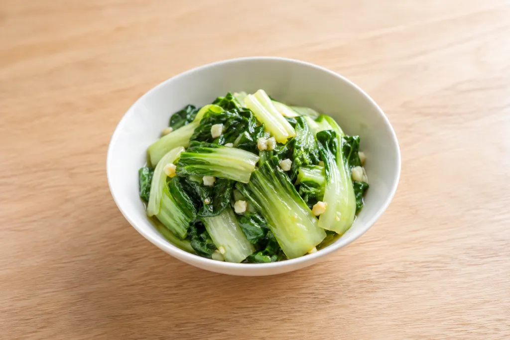 チンゲン菜の中華にんにく油和えの完成イメージ