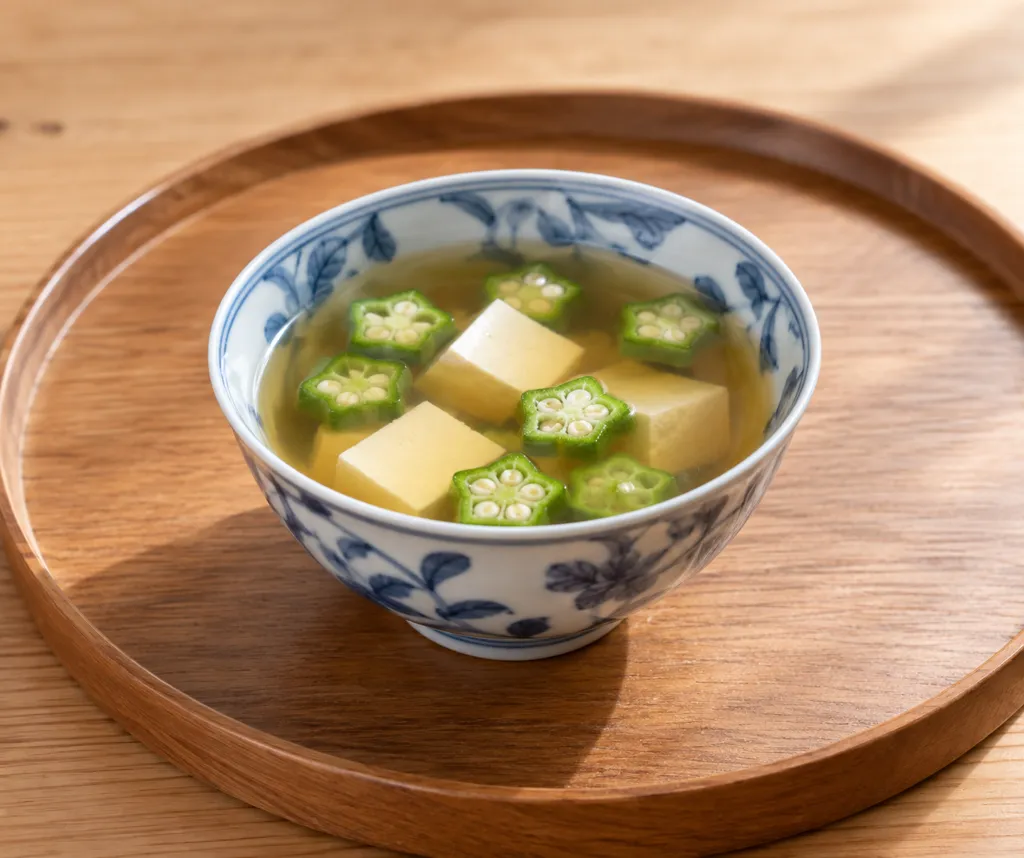 オクラと豆腐のすまし汁の完成イメージ