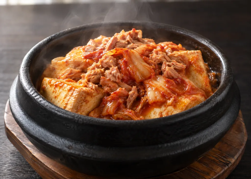 豆腐とツナのキムチ炒めの完成イメージ