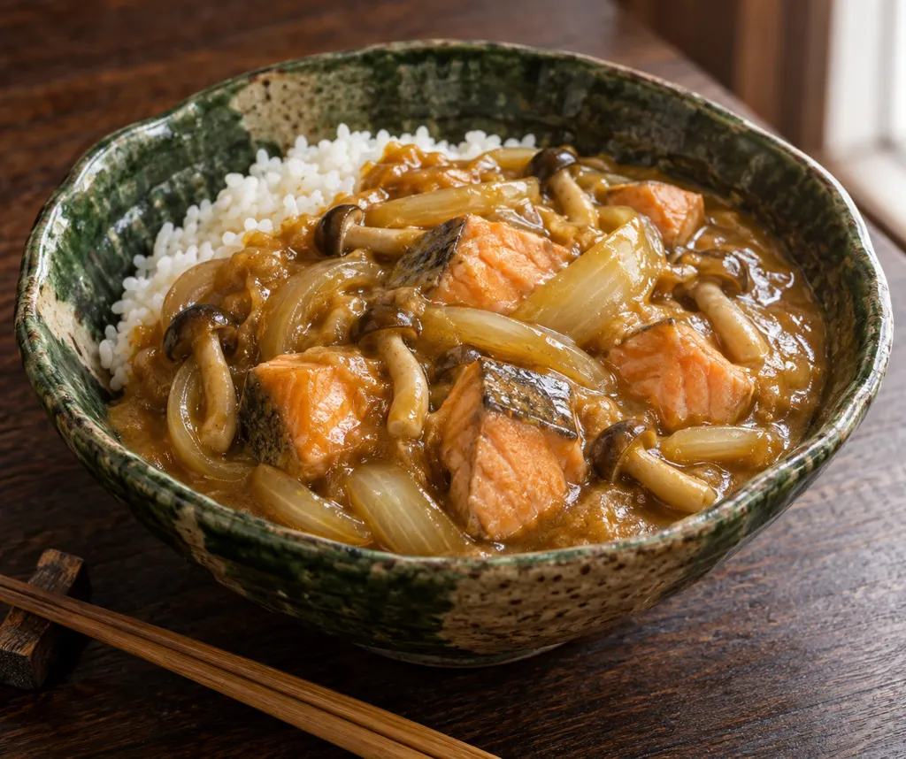 鮭と玉ねぎの味噌和風カレーの完成イメージ