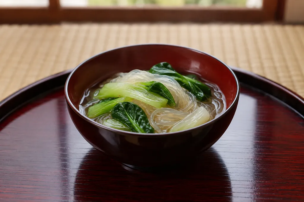 春雨とチンゲン菜の和風煮の完成イメージ
