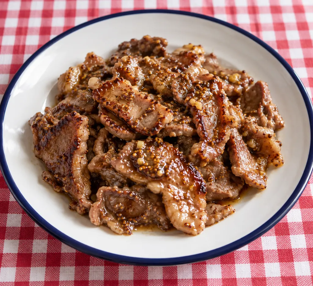 ラム肉の粒マスタードにんにく焼きの完成イメージ