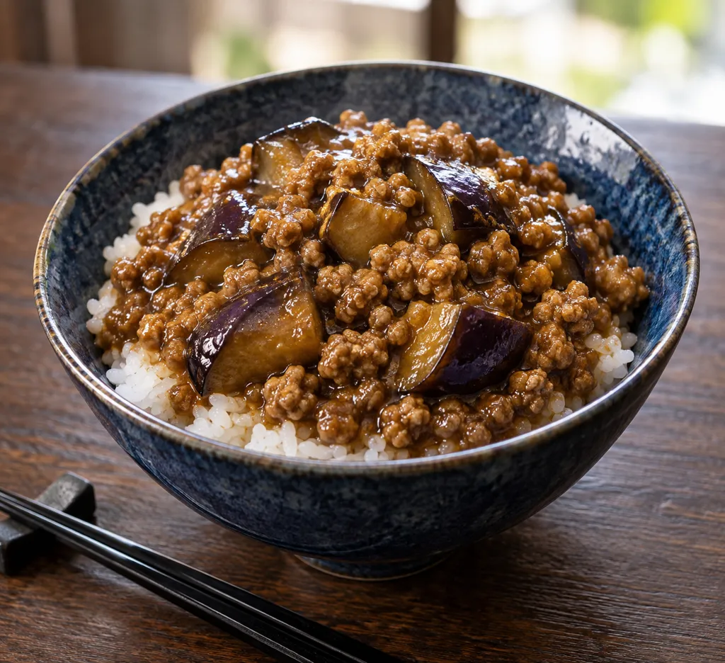 豚肉となすの味噌そぼろカレーの完成イメージ