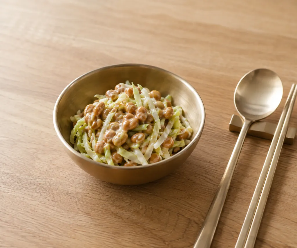 キャベツと納豆の韓国風和えの完成イメージ